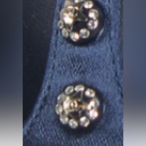 CHANEL SATIN NAVY CRYSTAL STUDDED HIGH HEEL PUMPS SIZE EU 37 - Picture 6 of 11